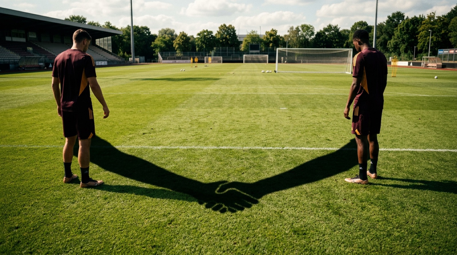 Pallone e caffè su un tavolo, atmosfera di mezzogiorno