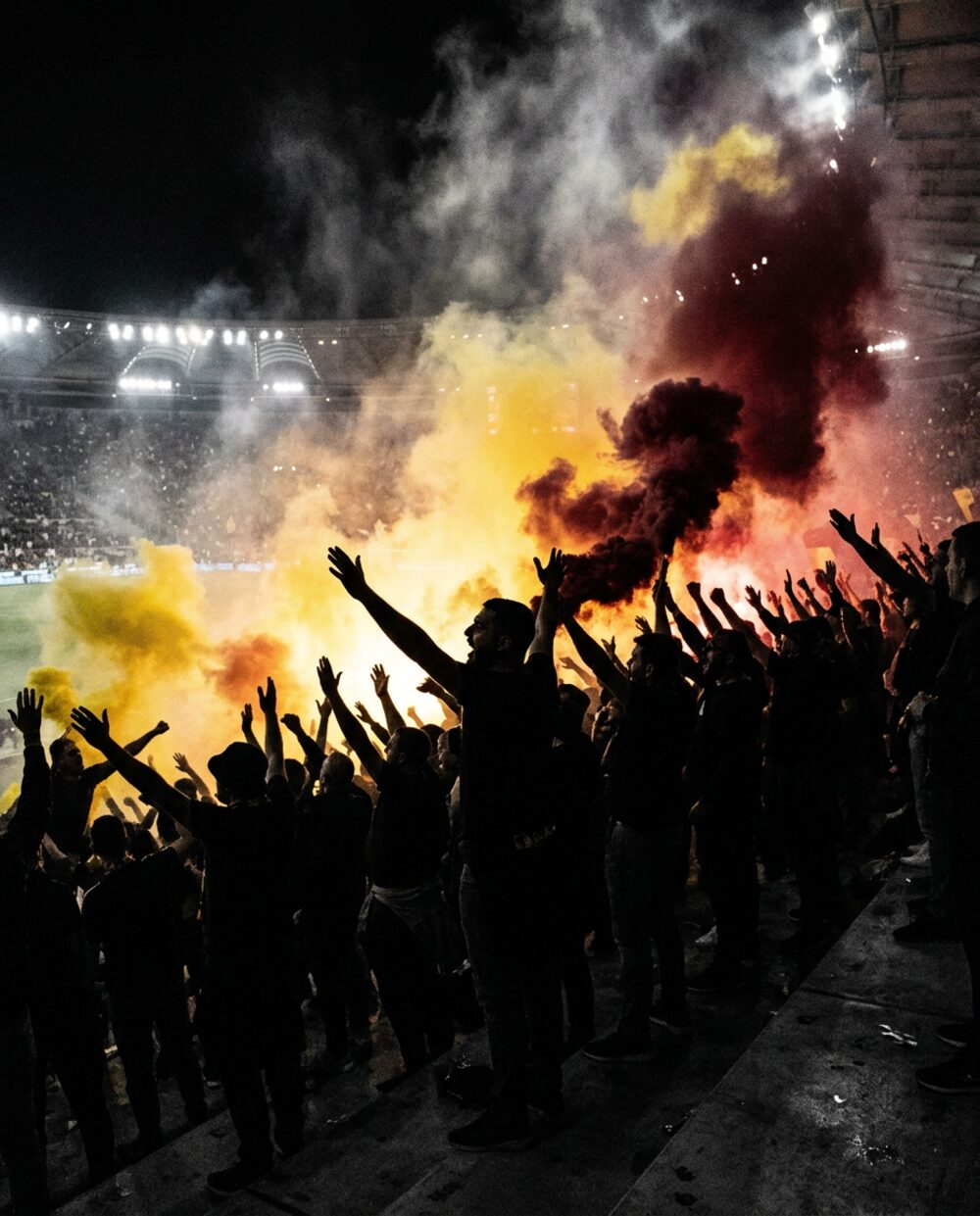 Curva gremita di tifosi giallorossi